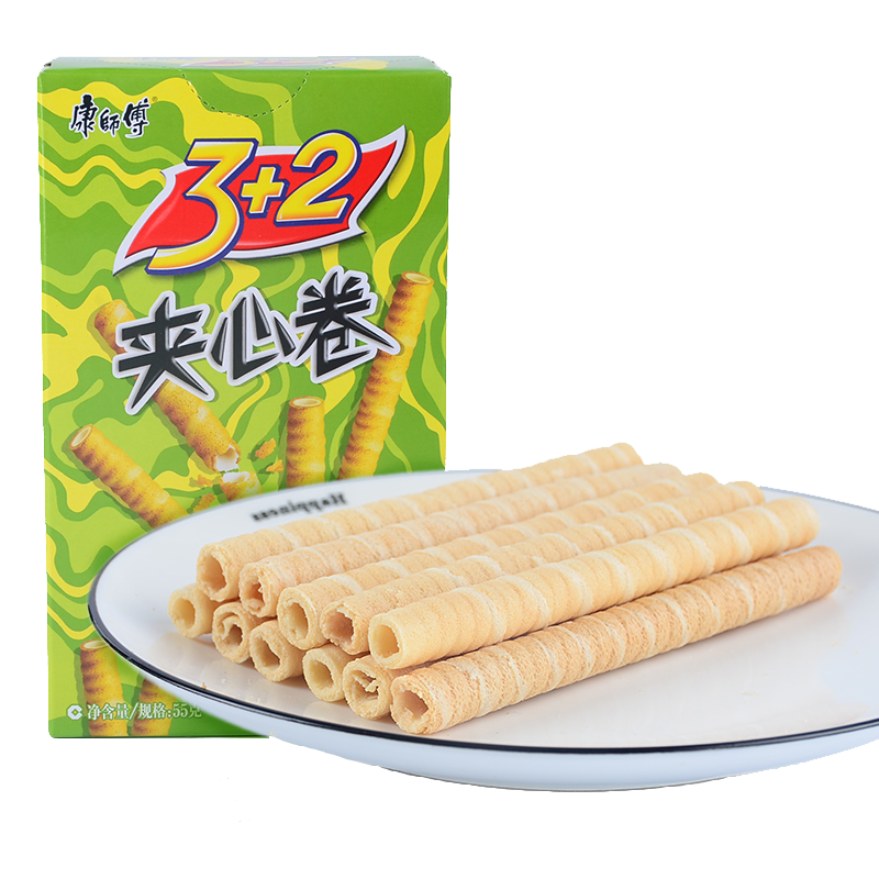康师傅 3+2夹心卷饼干蛋糕点心营养早餐办公室休闲零食小吃 55g