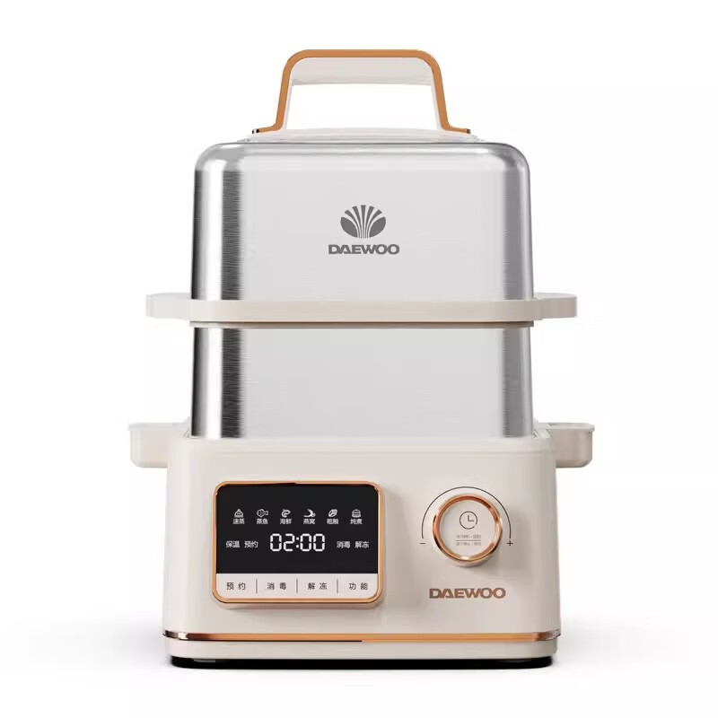 大宇(DAEWOO)不锈钢电蒸锅蒸炖一体多功能家用三层多层大容量蒸汽锅电蒸箱 DY-ZG02B-双层白色