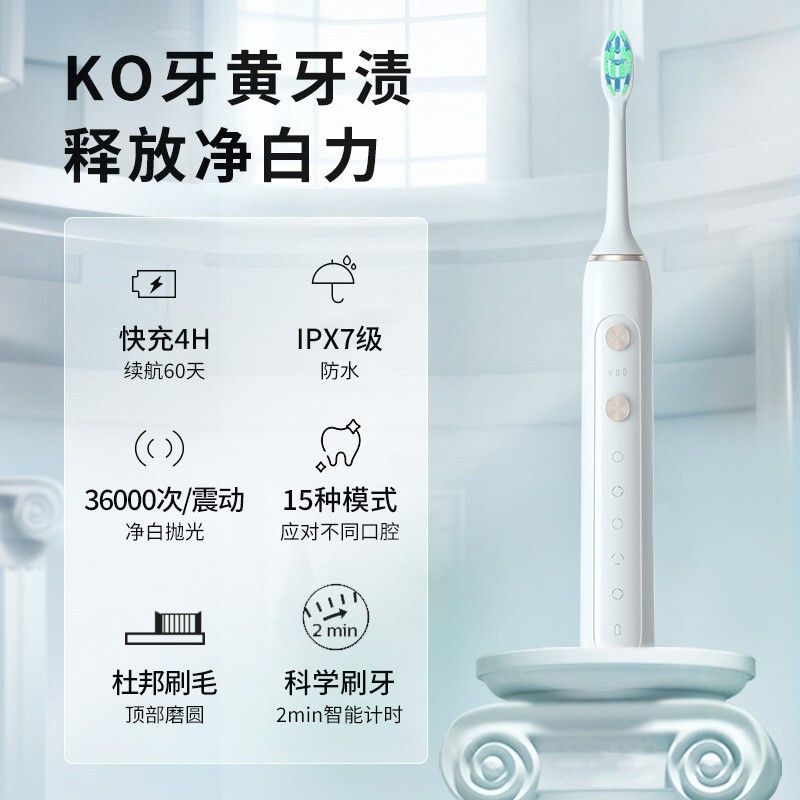 超人(SID) 电动牙刷 RT860 白色高清大图