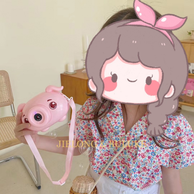 儿童泡泡机吹泡泡小猪猪照相机全自动少女心电动玩具网红抖音同款 粉兔兔基础(10包浓缩液+2瓶液+电池+挂绳)