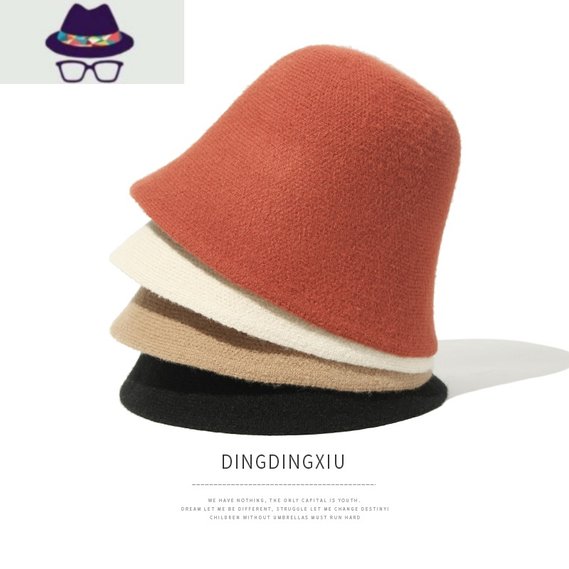 帽子女春秋季百搭呢水桶帽韩版潮日系钟型针织渔夫帽网红盆帽 fish