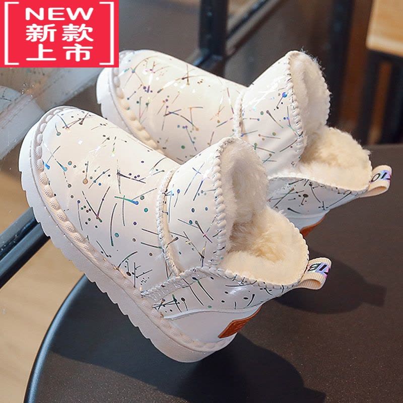 可莉允女童雪地靴冬季2022年新款防水短靴儿童大棉鞋女孩加绒雪地鞋冬款图片