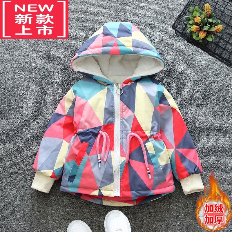 可莉允女童外套2022秋冬装新款童装女宝宝收腰连帽上衣儿童洋气加绒衣服棉服图片