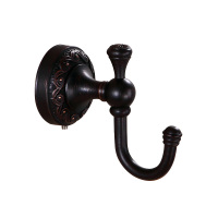 美式黑色单钩衣钩全铜仿古墙壁挂钩卫生间浴室后钩挂衣钩子壁挂