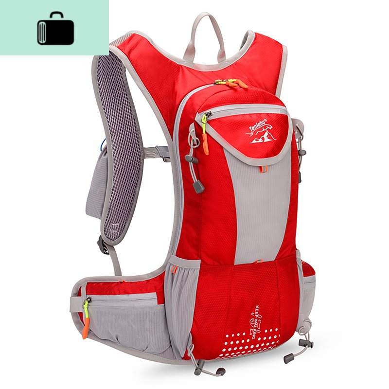 户外运动登山越野跑步贴身背包男马拉松超轻女双肩包水袋骑行装备NEW LAKE 红色背包+2LTPU水袋