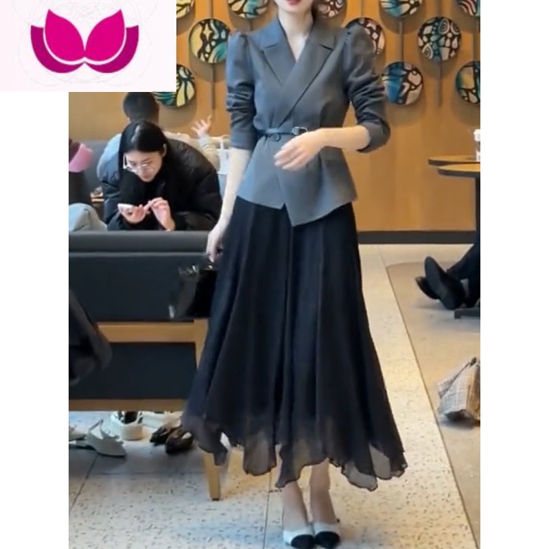 七斓法式高级感减龄小香风西装外套女御姐气质名媛桔梗半身裙套装高清大图