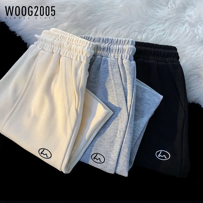 WOOG2005夏季透气短裤男休闲潮流松紧腰情侣五分裤宽松直筒运动裤·图片