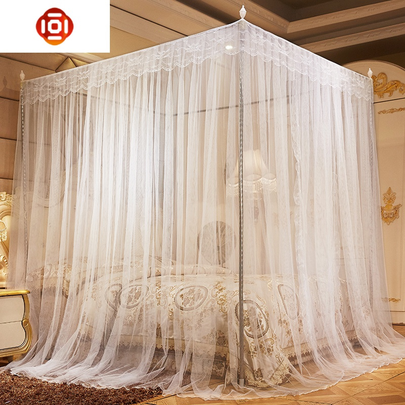 公主风夏季三开1.5米蚊帐家用落地带支架四角固定一米五1.