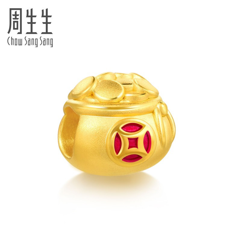 周生生(CHOW SANG SANG)黄金(足金)Charme串珠文化祝福系列钱袋转运珠91504C