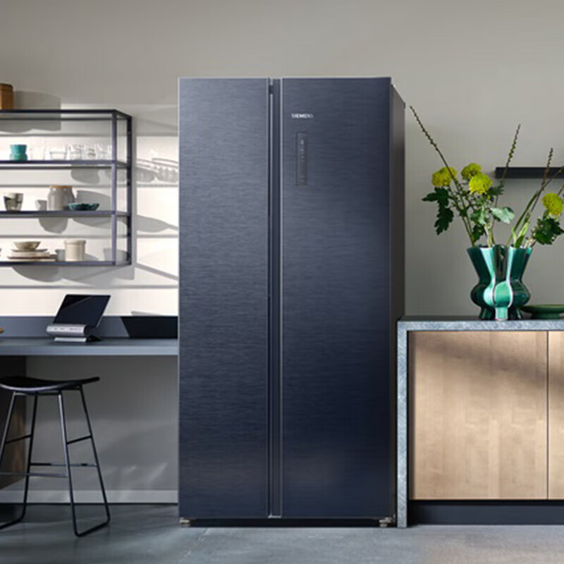 西门子512L超薄对开门双开家用电冰箱无界平嵌入式 风冷无霜大容量变温区抑菌清新 KA515691EC湖蕴蓝高清大图