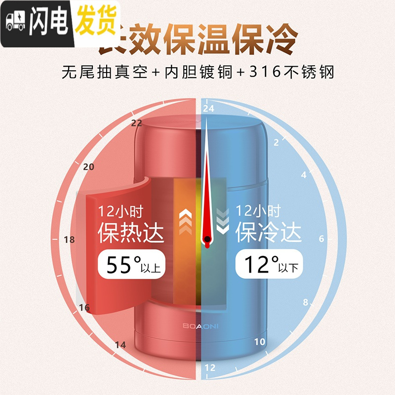 三维工匠焖烧杯罐闷粥迷你超长保温饭盒桶女学生便携不锈钢 级版316不锈钢[深褐色]750+包+折叠勺