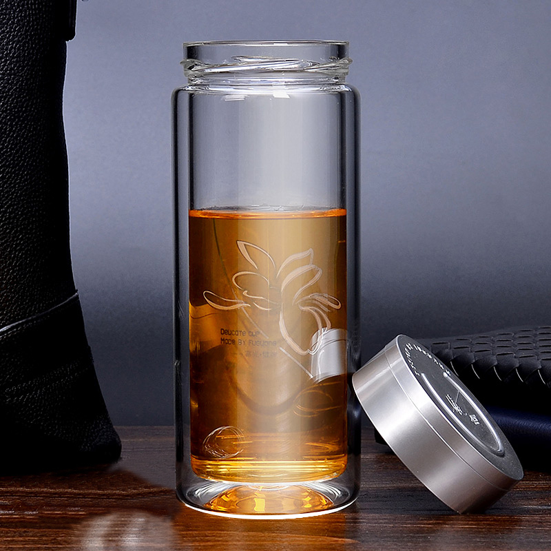 富光 280ml健牌双层玻璃杯水杯 水杯礼品杯SCP[个]