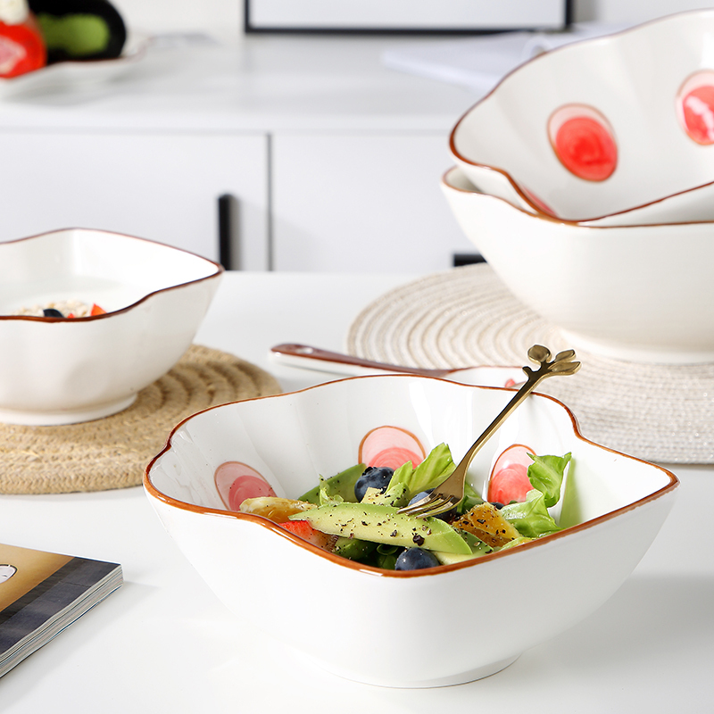 5寸沙拉碗 日式陶瓷单个碗碟家用沙拉焗饭烤碗饭碗小碗可爱少女好看