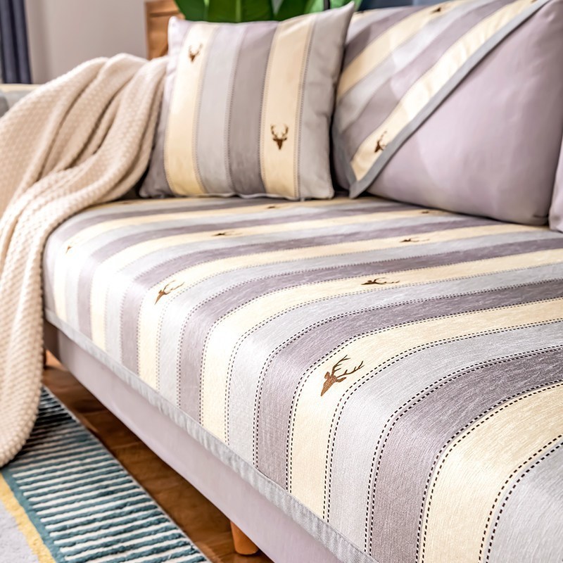 家柏饰(CORATED)北欧四季通用沙发垫防滑简约全包萬能沙发套罩布艺沙发巾沙发盖布 北欧鹿 70*240cm