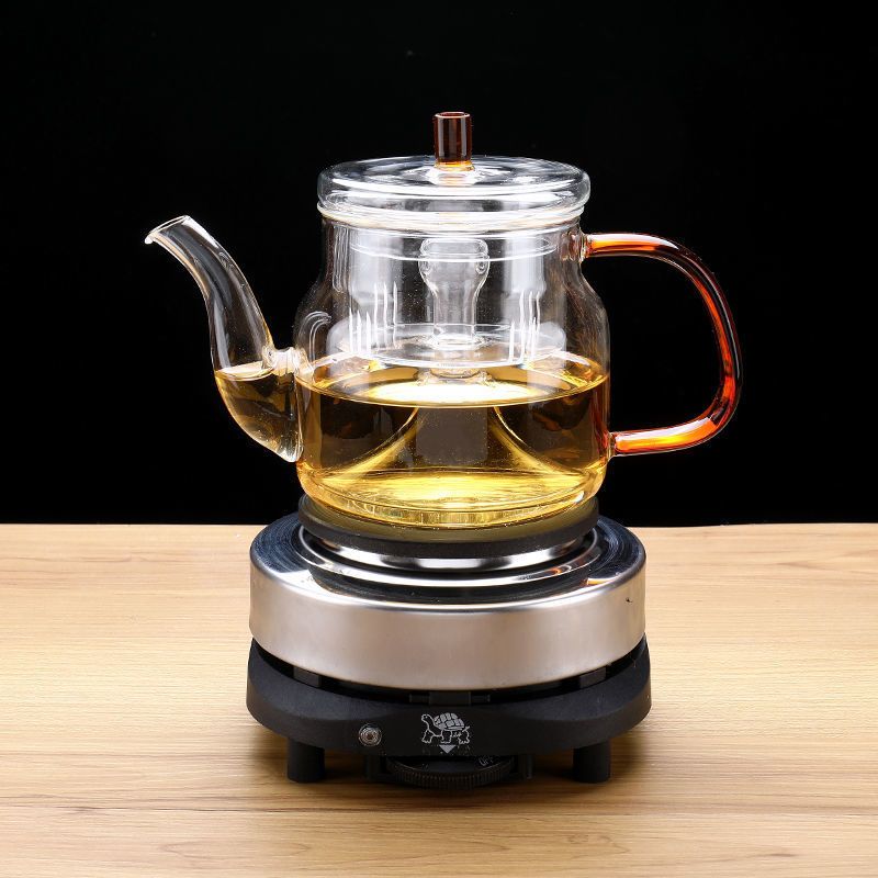 加热玻璃蒸煮茶壶茶壶套装全玻璃养生花茶壶煮茶炉茶具小型烧水壶600
