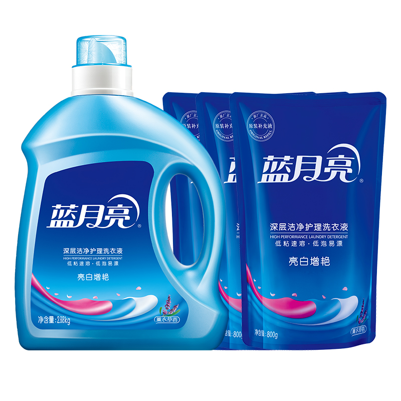 蓝月亮薰衣草亮白增艳洗衣液(瓶2.88kg+袋800g*3)