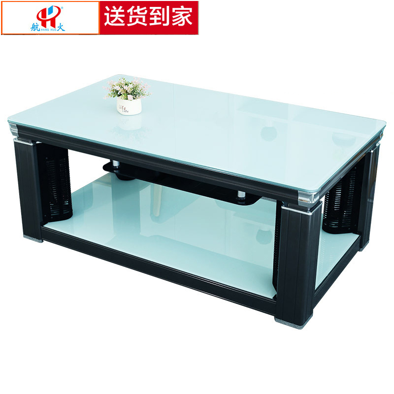 航火电暖炉电暖桌RW-60BCT-SJ-I升降电暖茶几家用电取暖器烤火炉电炉子茶几琉璃白138*80*55-73CM