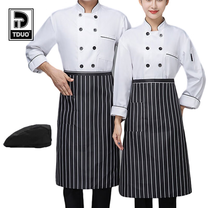 Tduo长袖厨师服三件套 U24 套 白色 L