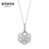 DTOTO 时尚锁骨链项链 S925银饰品浪漫山茶花吊坠