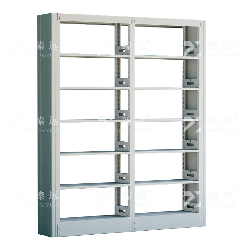 臻远 ZY4072602 钢制书架图书馆书架资料架 单面6层一列二组白色 1900*300*2000
