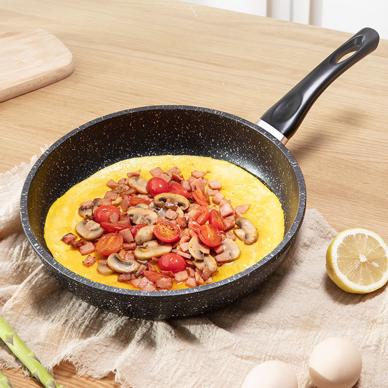 姿珀雅 麦饭石家用不粘锅套装 炒锅32cm+煎锅28cm/单盖版高清大图