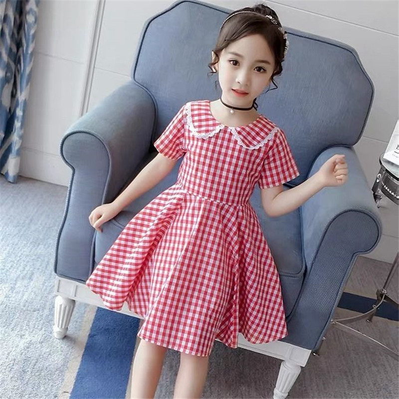 2020新款中大童儿童裙子春夏季女孩露肩吊带格子公主裙韩版连衣裙参数