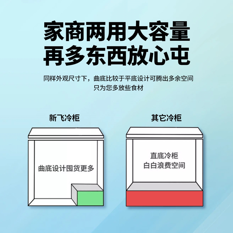 新飞小冰柜家用小型一级节能租房省电冷冻冷藏两用大容量冷柜商用_201升单温一级节能