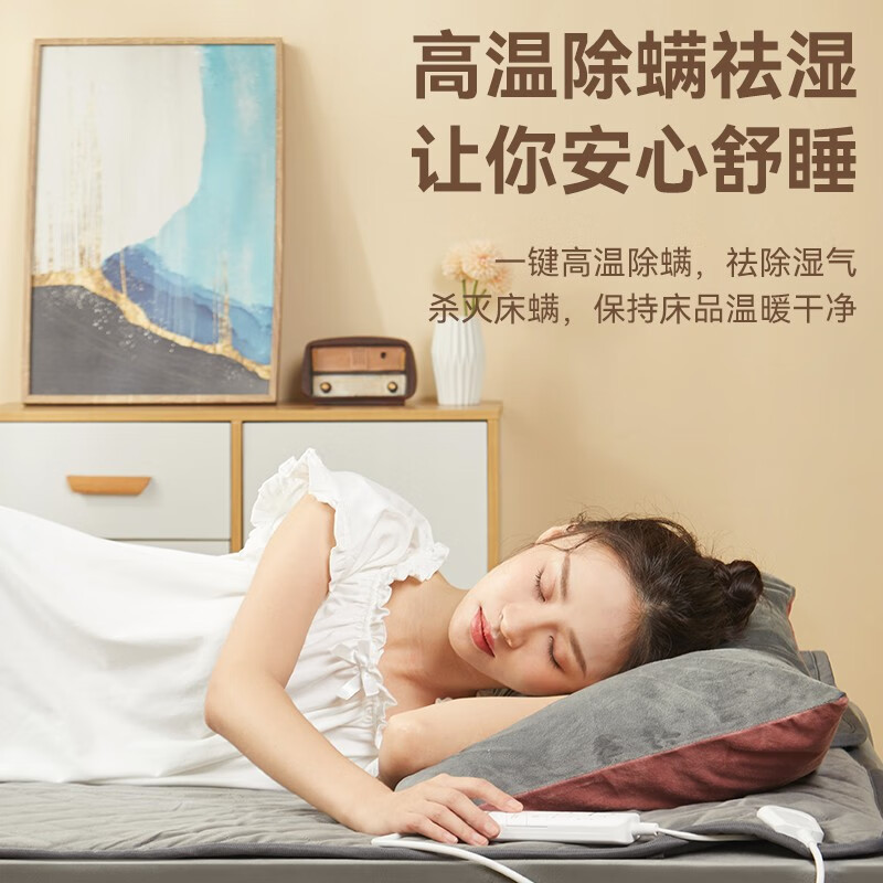 美菱电热毯家用加大双人单人电褥子学生宿舍安全除螨双控调温-8548C电热毯(荷兰绒双控180*150)
