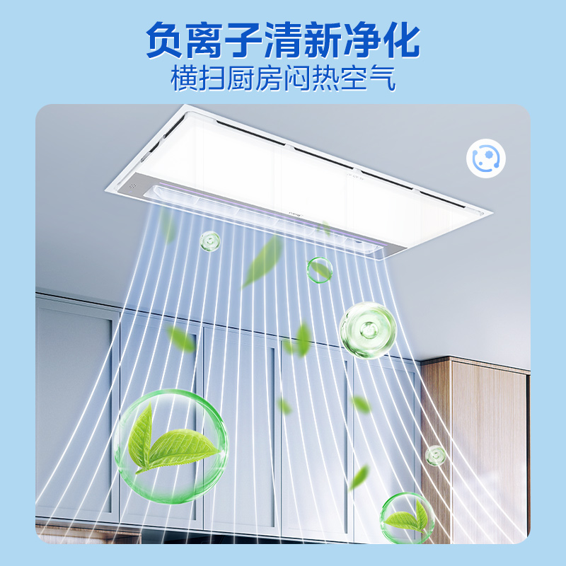 美的(Midea)凉霸厨房照明吹风无线遥控摆叶调风抗油污集成吊顶铝扣板冷霸 B7[负离子除菌 异味感应]卫生间集成吊顶高清大图