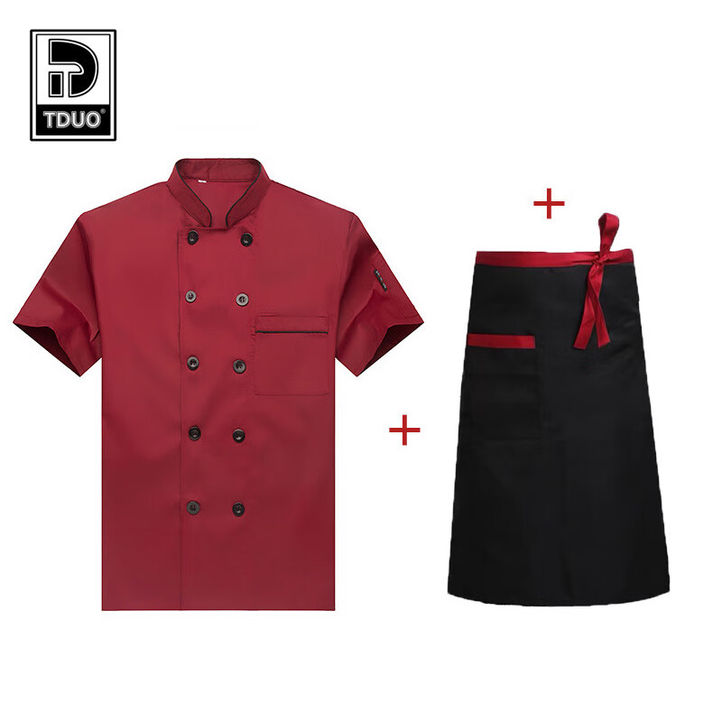 Tduo炊事员工作服套装 U26 套 红色 3XL