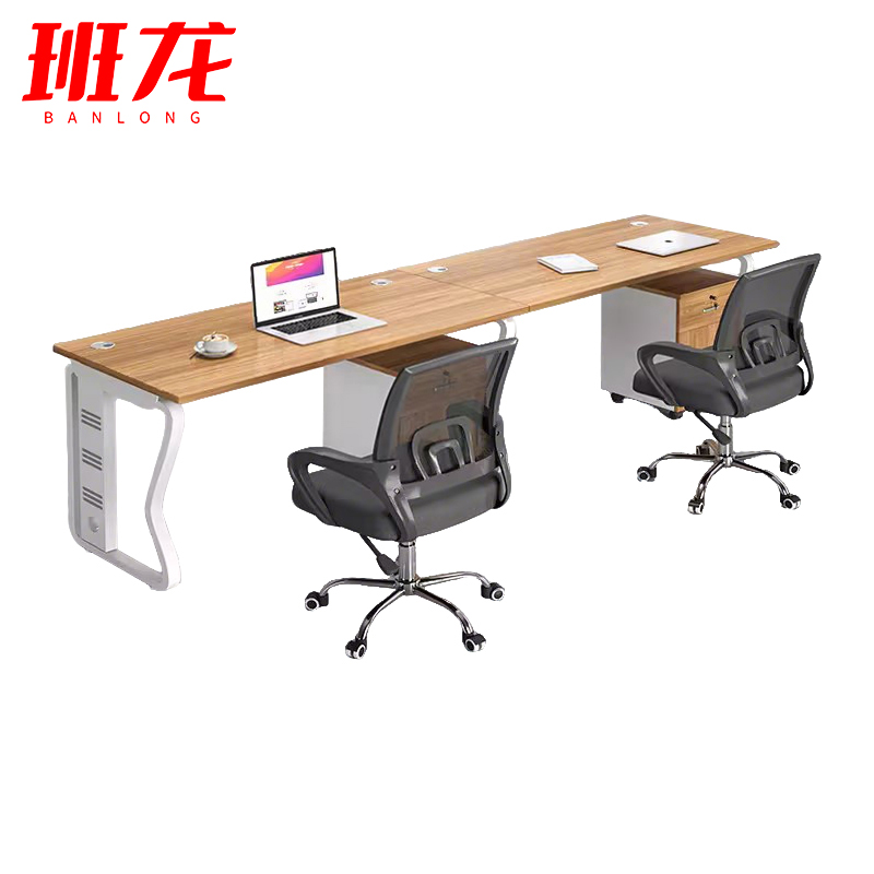 班龙办公工位两人位2.4米+柜+椅套高清大图
