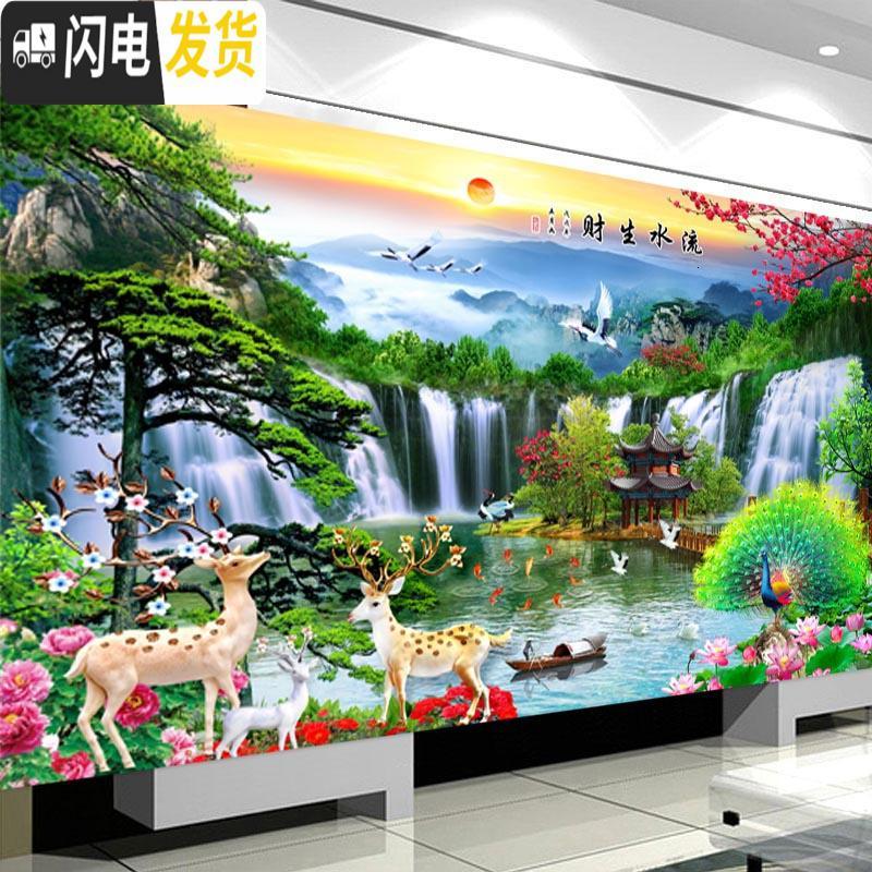 三维工匠十字绣2020新款线绣客厅流水生财自己绣手工风景满绣 [三米]棉线300*130cm[满绣]4股绣,丝线428元高清大图