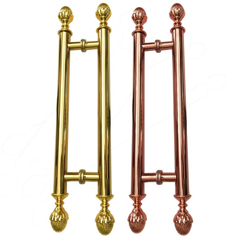 玫瑰金总长500孔距200玻璃门拉手玫瑰金钛金欧式大门拉手白色拉手地