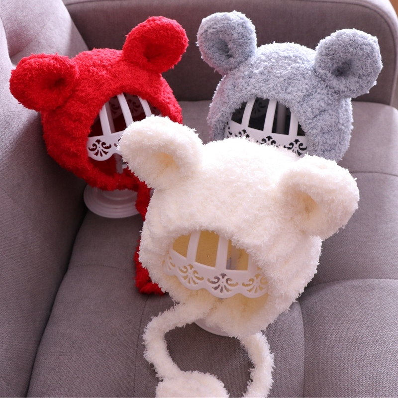 宝宝帽子秋冬季婴儿毛绒帽加厚智扣保暖男女童幼儿可爱超萌儿童护耳帽