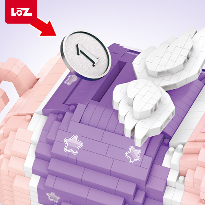 LOZ/俐智微颗粒钻石积木创意拼插玩具猪年钱箱储钱罐卡通公仔礼物9042