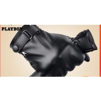 花花公子男骑行冬天加绒加厚保暖防风防水皮手套触屏摩托机车