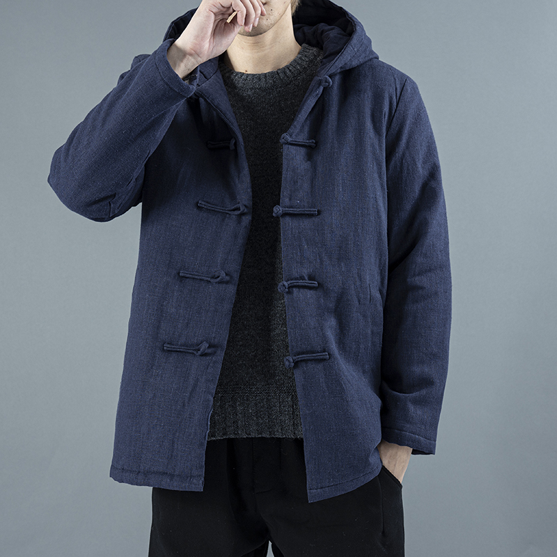 baluoshang冬季中国风加厚棉袄青年男士唐装中式棉服佛系古风棉衣国潮