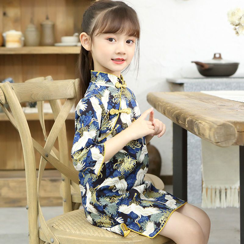 女童旗袍儿童旗袍春秋小女孩旗袍裙中国风连衣裙改良女宝宝祺袍裙草莓