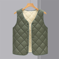 新款中老年棉服秋冬加绒羽绒棉马甲男大码加厚保暖背心爸爸装 4XL 军绿色