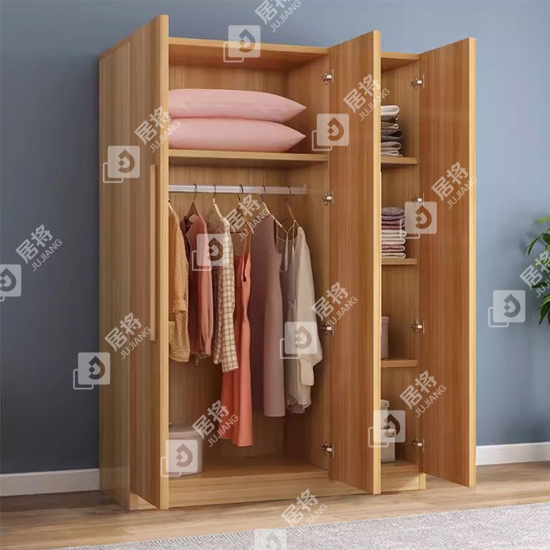 居将 JJ4022321 简约木质衣柜衣服收纳柜 浅胡桃色三门