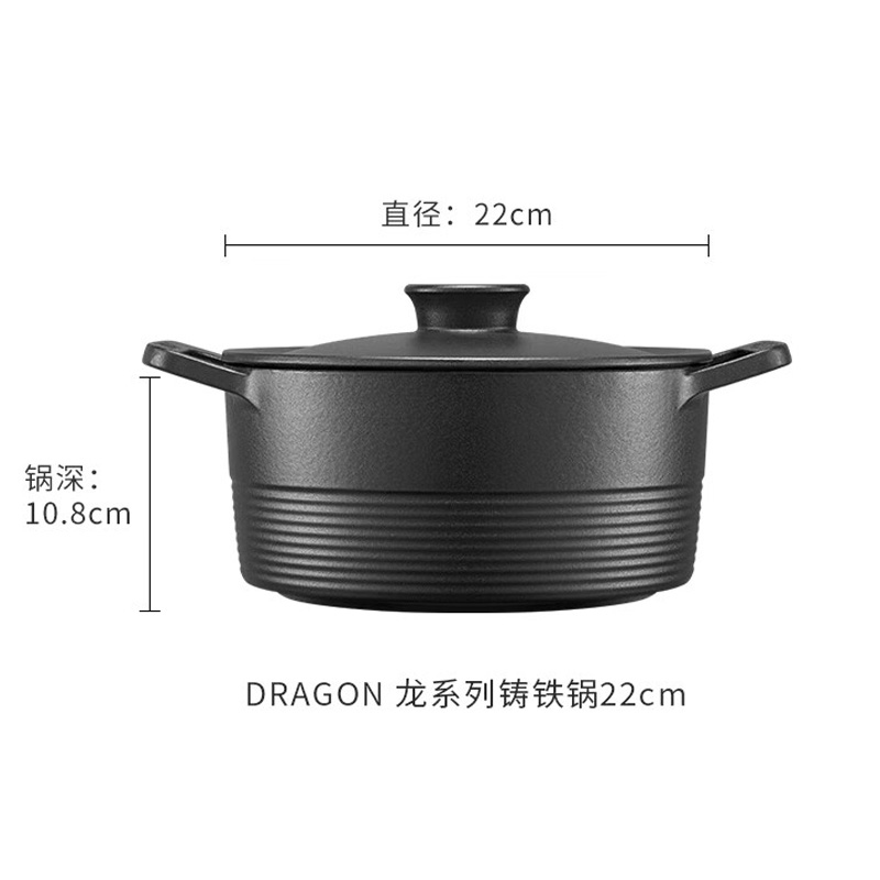 双立人珐琅锅22cm龙铸铁锅煲汤锅炖锅哑光黑66040-220高清大图