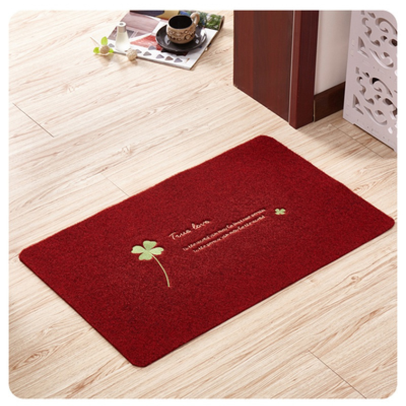 美帮汇进地垫入户蹭土垫 厨房卫生间防滑吸水脚垫 玄关地毯定制 红色四叶草 80*120cm