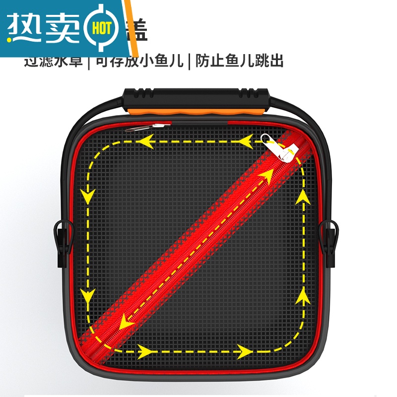 敬平钓鱼打水桶折叠装鱼桶手提桶便携可小取水桶专用提水桶小鱼桶 灰色方桶手提款[直径24cm]+5.5米打水绳高清大图