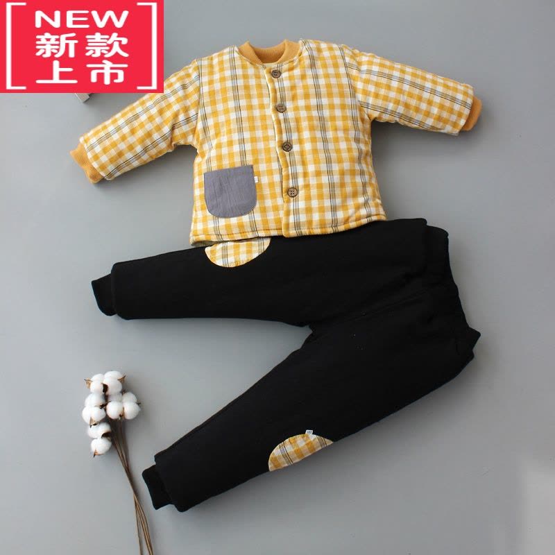 可莉允花宝宝手工棉衣套装婴幼儿童加厚棉服冬季装保暖开闭裆棉袄裤图片