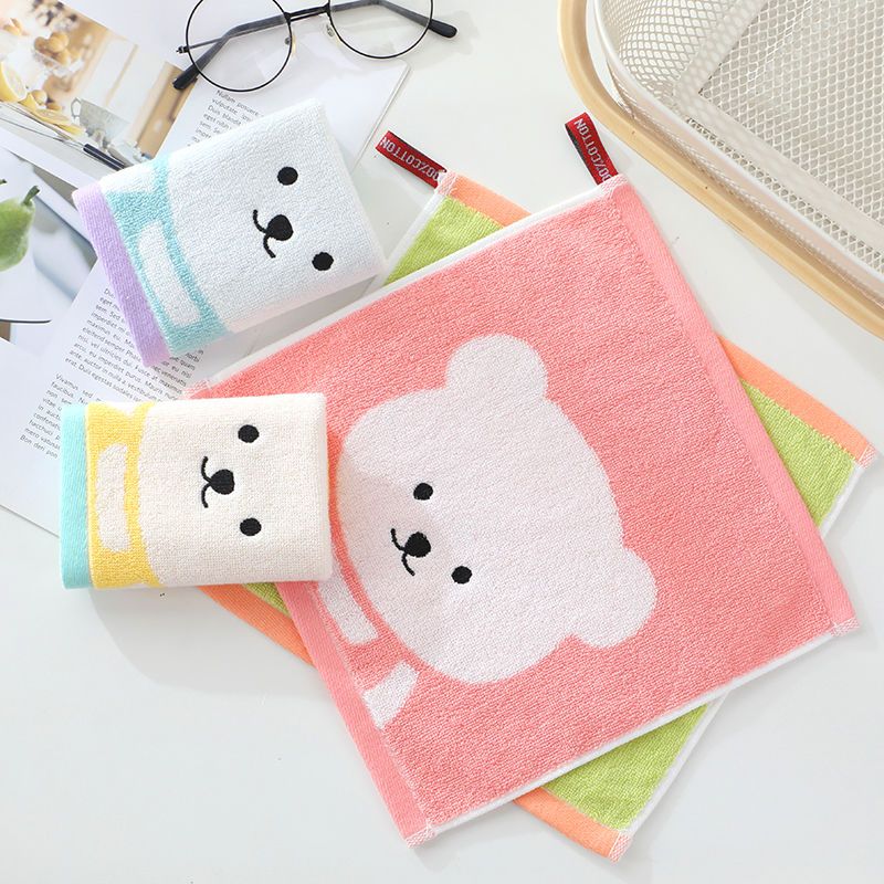 棉方巾小毛巾儿童洗脸巾婴儿可爱卡通柔软正方形手帕幼儿园