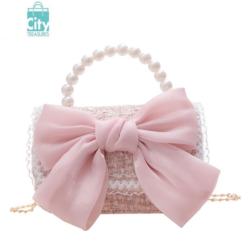 儿童包包女可爱宝宝斜挎包小公主蝴蝶结珍珠手提包女童洋气单肩包