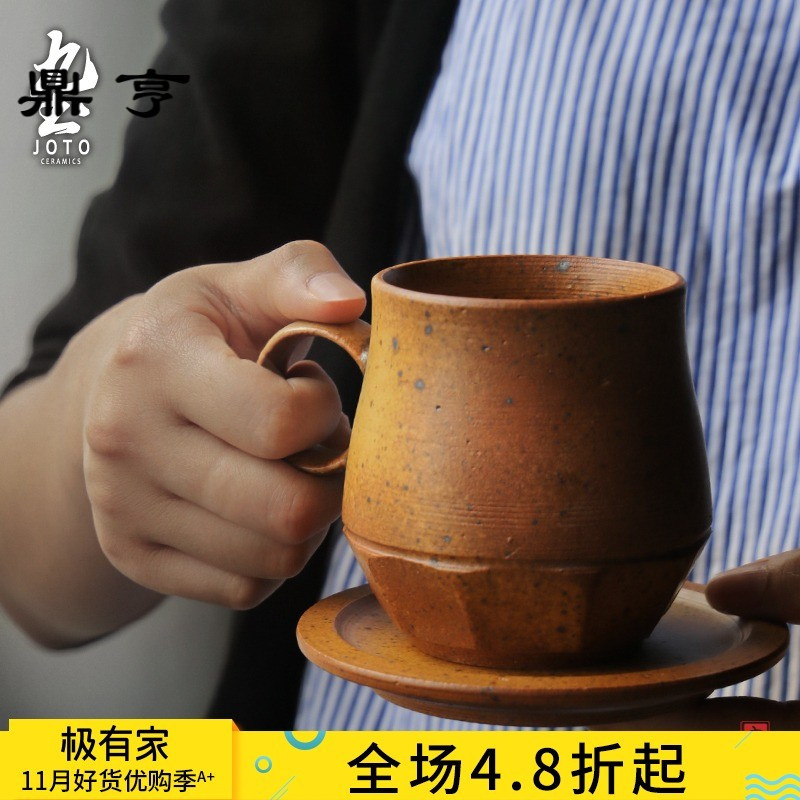 鼎亨手工陶器咖啡杯碟组简约咖啡杯子套装情侣杯子咖啡杯陶瓷水杯