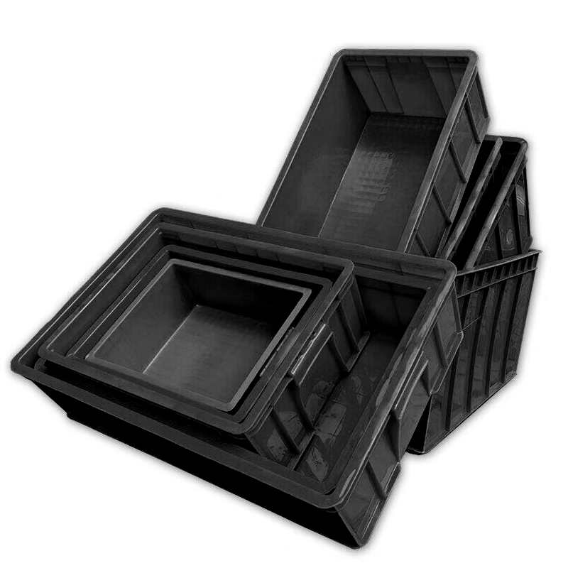 千苏QS-SN0604033B加厚大号物流箱工具储物筐收纳箱塑料周转箱+盖子 黑色高清大图