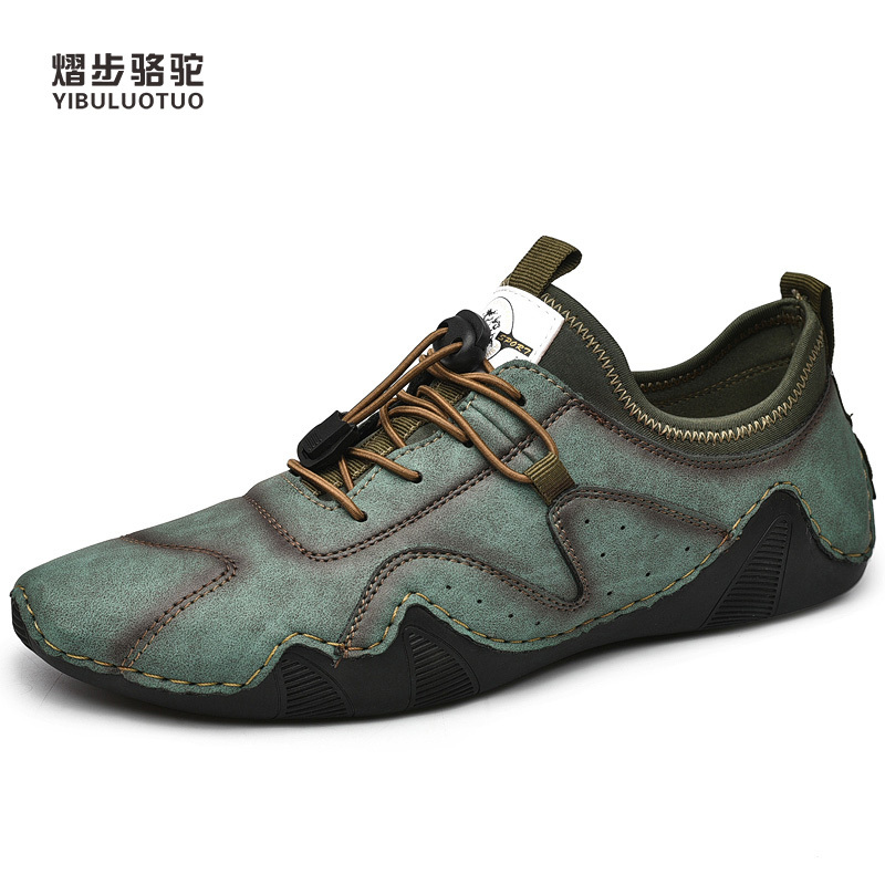 YIBULUOTUO男鞋2021秋季透气轻便防臭运动休闲豆豆皮鞋爸爸鞋