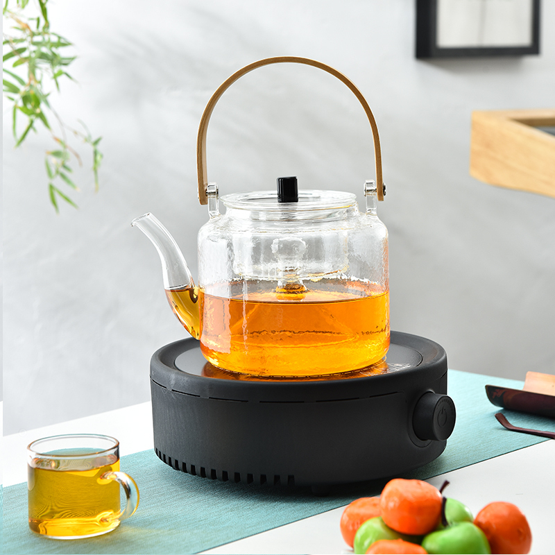 电陶炉茶炉小型煮茶器迷你小电磁炉玻璃壶烧水煮茶泡茶炉家用静音（白色单炉+F款玻璃壶套餐1000ML）